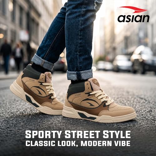 Image of ASIAN Tango-11 Men's High Top Sneakers | Stylish & Lightweight Lace-Up Shoes | Cushioned Sports Sneakers for Men | Ideal for Casual, Daily Use & Travel