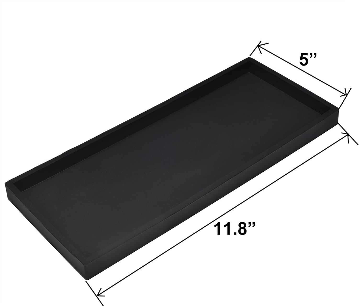 DNC Bathroom Counter Tray, 11.8" Silicone Vanity Tray, Kitchen Sink Soap Tray for Dish Holder Dispenser Countertop Toilet Tank Desk Organizer Black - Image 3