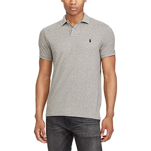 Image of Polo Ralph Lauren Custom Slim Fit Mesh Men's Polo Shirt (Light Gray /Mystic, X-Large)