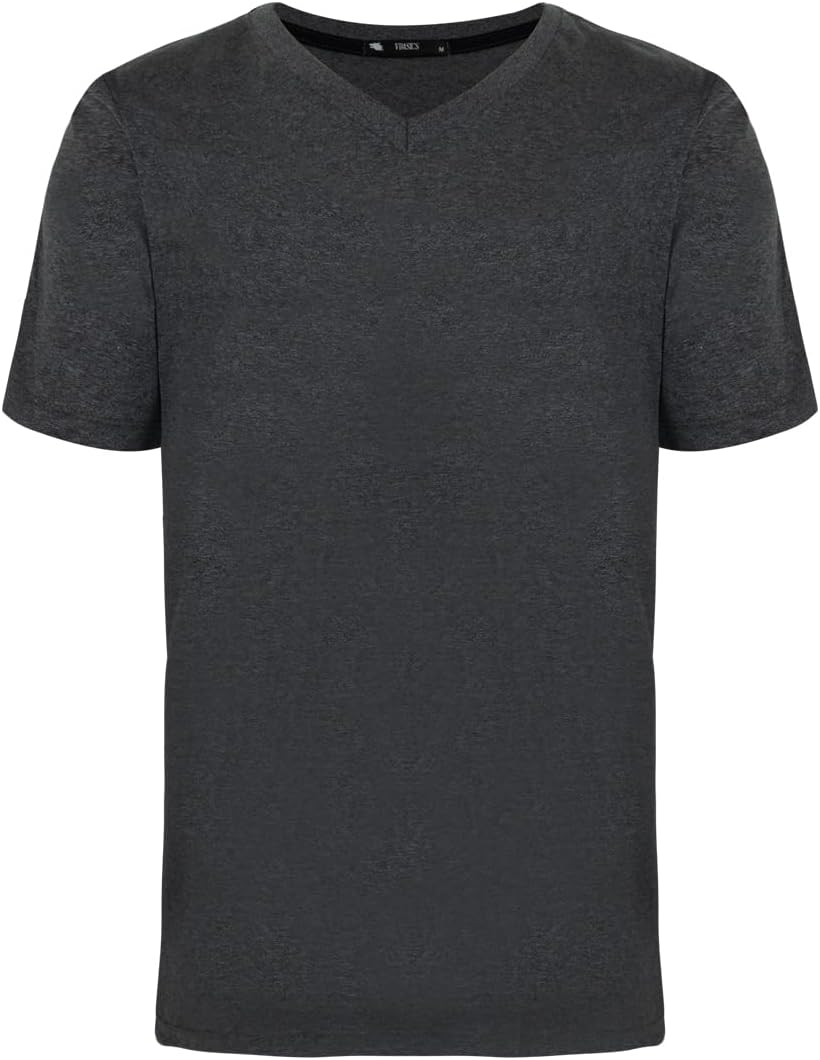 Camiseta Masculina Meia Malha Slim Fit Lisa Básica, Gola V