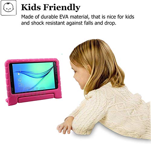 Bmouo Kids Case For Samsung Galaxy Tab A 8.0 (2015) Sm-T350 - Eva Shockproof Case Light Weight Kids Case Super Protection Cover Handle Stand Case For Children For Samsung Taba 8-Inch Tablet - Rose #TOP6