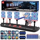 Lehoo Castle Nerf Zielscheibe, Automatische Elektrische Zielscheibe für Nerf Gun, 20 Weiche Schaumstoffdarts, Geschenke für Junge ab 5 6 7 8 9 Jahre