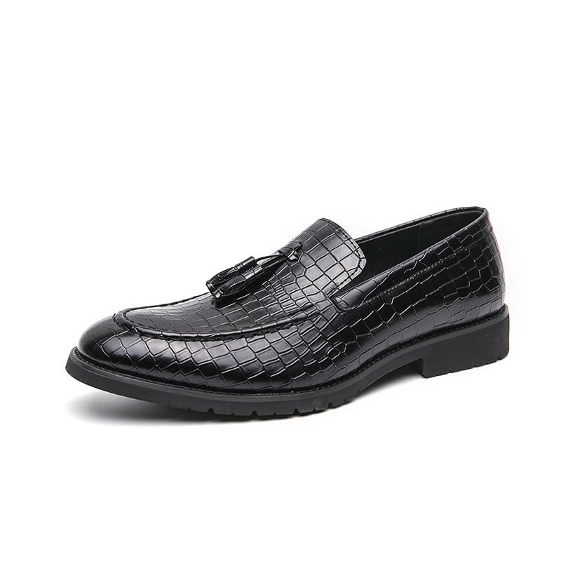 Santimon Men's Crocodile Pattern Tassel Loafers Luxury Slip-On Leather Dress Shoes for Weddings, Parties & Business Casual