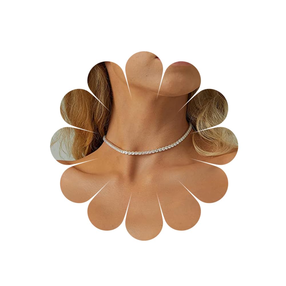 Ollier Ras Du Cou En Strass Collier Ras Du Cou En Cz Argent Collier