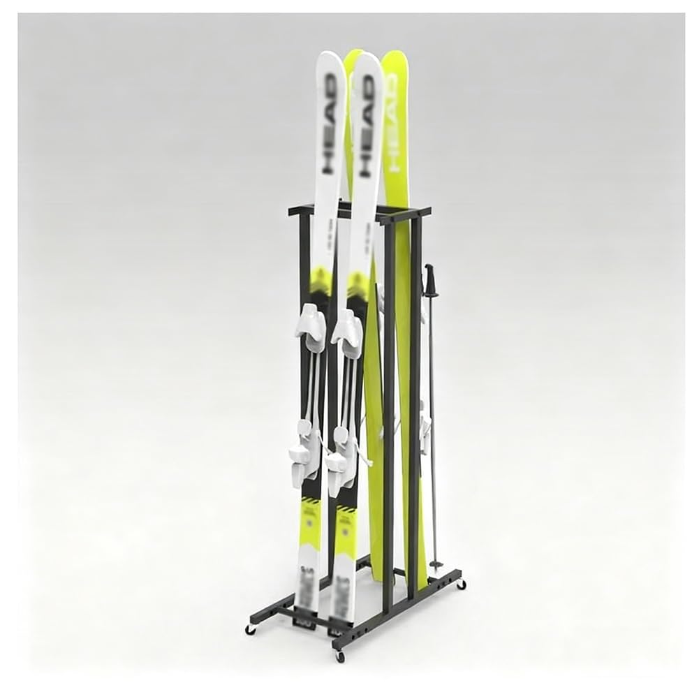 Freistehendes Ski- und Snowboardregal, Bodenständer zur Aufbewahrung von Ausrüstung in Garage, Schuppen oder Wohnung, Ski-Präsentationsständer (35 x 60 x 120 cm) – Maximale Platzausnutzung u