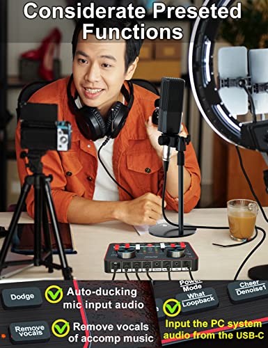 image for USB Audio Interface with Mixer and Sound Card, tenlamp G1 Sound Mixer 