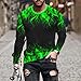 T-Shirts for Men's Long Sleeves 3D Flame Print Round-Neck Slim Sport Casual Pullover Tee Shirts Sports Fashion Blouses Tops