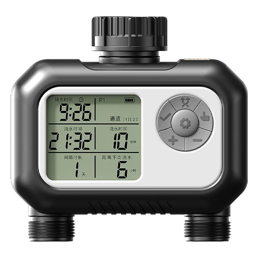 Xnuiasqe Sprinkler Timer 2 Zone Waterproof Programmable Water Hose Timer 2 Outlet for Outdoor Automatic Irrigation of Garden Lawn