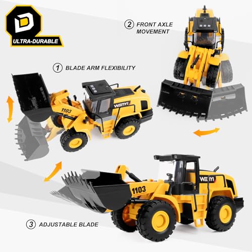 Image of 16 inch Bulldozer Toy, 1:10 Scale Classics Bulldozer, 16 inch Front Loader | with Real Working Arm & Bucket, Lights & Sounds, Ages 3+, CPC Certified, Construction Vehicle Toy, Gift for Boys & Girls