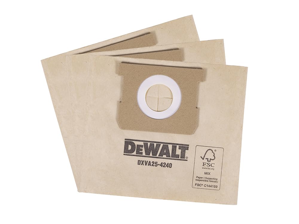 Dewalt DXVA25-4240 Dust Bag Pack of 3 for DXV15T Vacuum