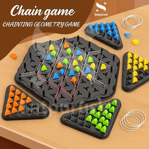 Image of Satpurush Combo Pack of 3 - Flipping Chess, Triangular Chess & Rope Challenge. Educational Indoor Games for Kids 7-14 (SAT-PUZGEO-Game)
