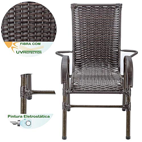 2 Cadeiras e 1 Mesa Alta Com Tampo Bela, Jardim, Fibra Sintetica Pedra Ferro