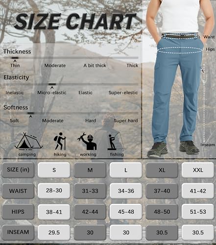 Men's Cargo Hiking Pants Lightweight Water Resistant Quick Dry Outdoor Fishing Travel Climbing Work Pants Stone Blue M - Image 6