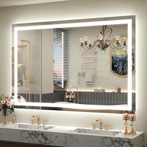 Image of 50x 40 LED Lighted Bathroom Mirror for Wall, Large Vanity Mirror with Lights, Dimmable, Anti-Fog, Shatter-Proof, ETL Listed (Front Lit+ Backlit)