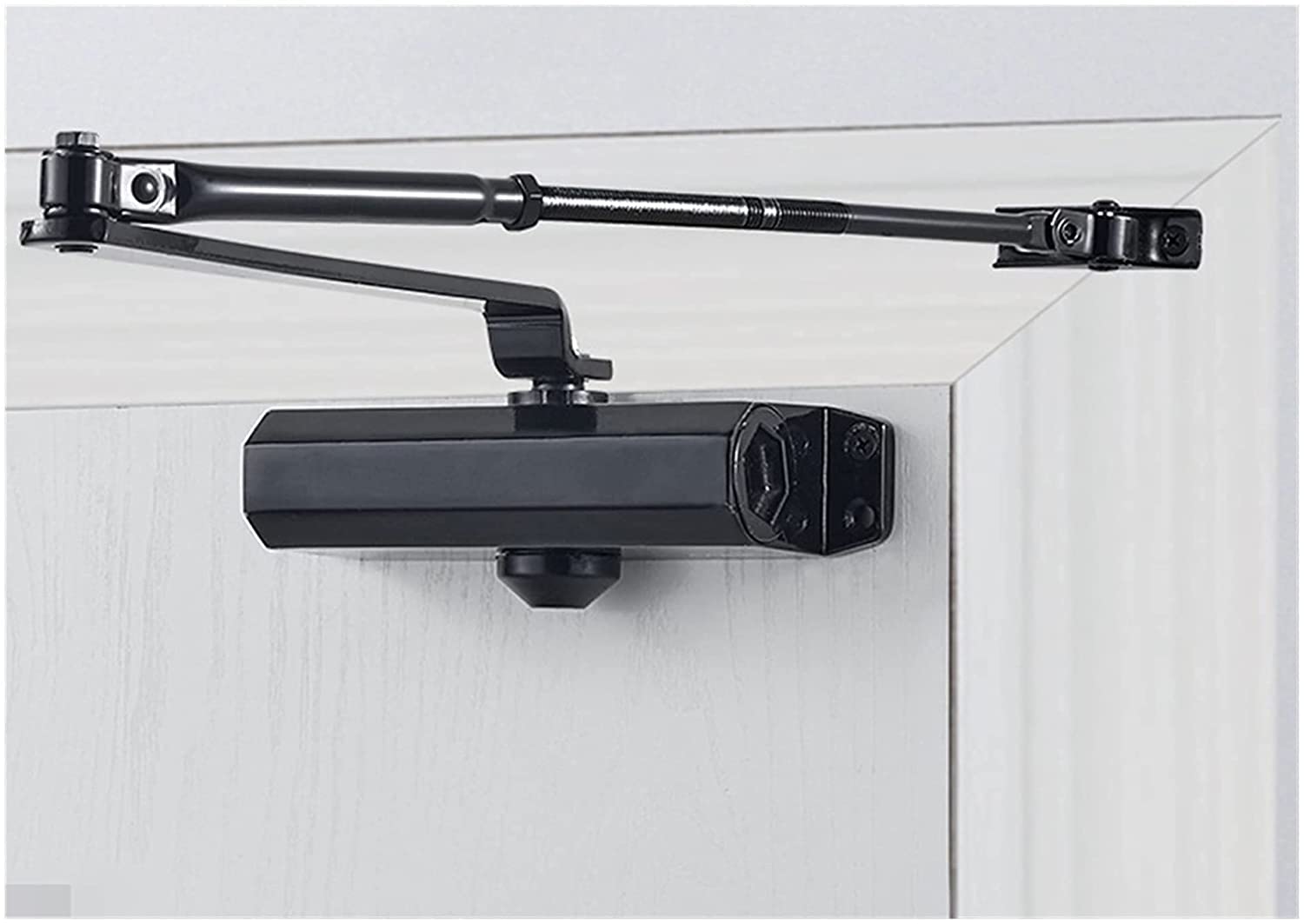 Auomaic - Cierrapuertas hidráulico ajustable, silencioso, para puertas de 2580 kg, acabado negro (modelo: negro M)