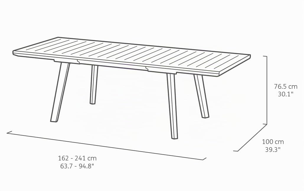 Keter Harmony Tavolo allungabile, Legno, Marrone, 100x160x75 cm