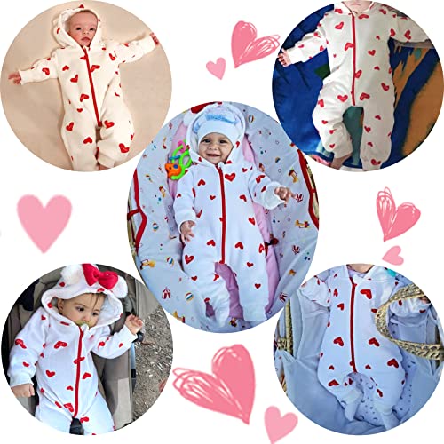 AMAWMW Newborn Baby Girl Winter Outfit Hooded Jumpsuit Infant One Piece Romper Baby Warm Snowsuit Clothes Gifts Set3