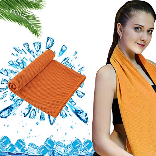 iOutdoor Products Cooling Towel 40"x12",Microfiber Cold Towel UPF50 for Instant Cooling Relief,Icy Towel Soft Quick-Dry for Gym Yoga Camping Hiking Football Basketful Travel Running(Orange)