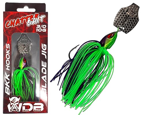 Angel-Berger Wild Devil Baits Blade Jig Chatterbait Spinnköder Chatter Bait Kunstköder Barsch Hecht Zander (Purple Chartreuse)