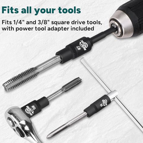 Image of 12pcs Magnetic Tap Socket Set, 1 /4 inch, 3 /8 inch Square Drive Tap Handle