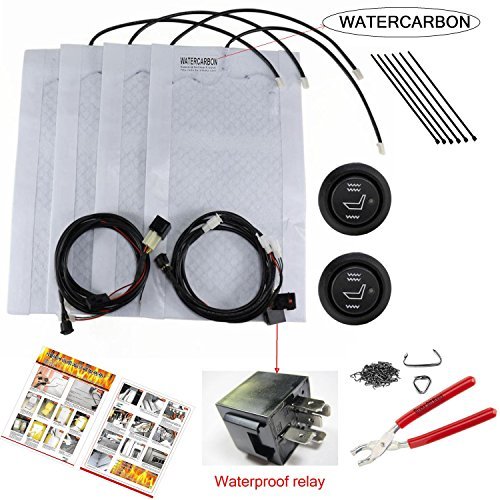 Tech Era carbon12 Water Carbon Fiber Seat Heater Kit High/Low Setting 2 Seats and Hog Rings Pliers, 100 Hog Rings Auto Interior Install Seat Covers