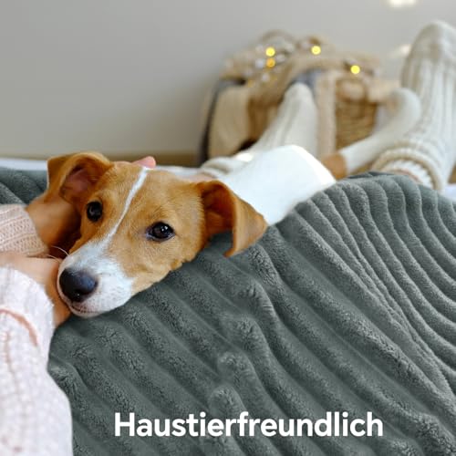 BEDELITE Kuscheldecke Flauschig Decke 150x200 - Dicke XL Sherpa Decken Grau für Couch, warme Cord Kuscheldecken weiche Fleecedecke Wohndecke als Couch Überwurf für Wohnzimmer
