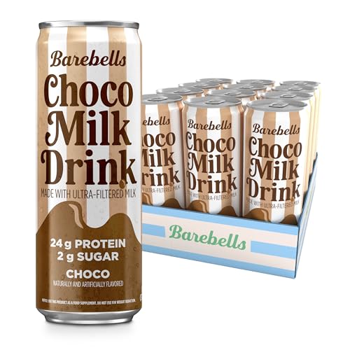Barebells Protein Milk Drink Chocolate 24g Protein No Added Sugar Smooth Ultra-Filtered Milk 11.2 fl oz (330ml) 12 Pack