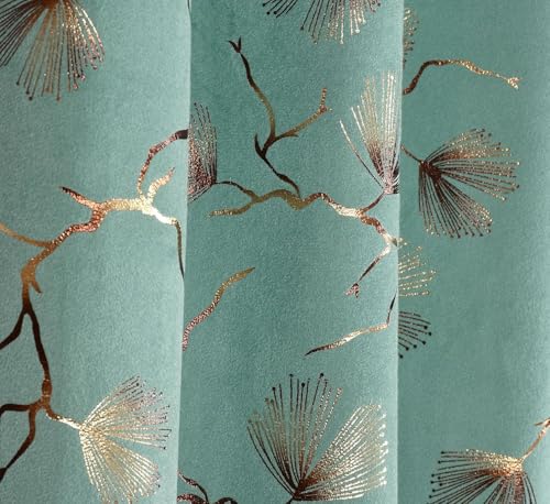 Image of Window Curtains 5 Feet | 48x60 Inch | 1 Panel Only | Velvet Blackout Parda for Kitchen & Small Windows | Light Aqua Colour