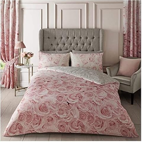 Artistic Fashionista Limited Easy Care Soft Duvet Cover Sets Bellerose Floral Rose Flowers Reversible Duvet Quilt Cover Sets Pillowcases Bedding Set , Single Double King SuperKing (Pink, Double) Cover
