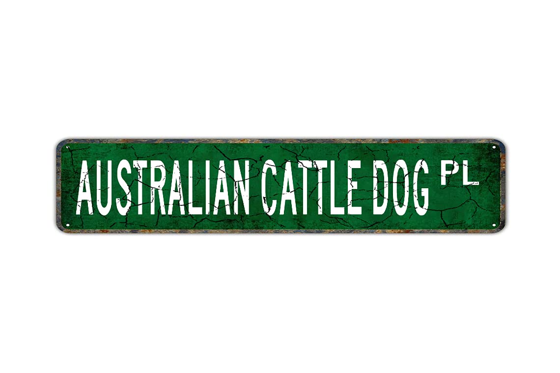 Australian Cattle Dog Retro Tin Signs Aluminum Metal Sign for Kitchen Home Garden Wall Bar Cafe Decor 4x16 Inch