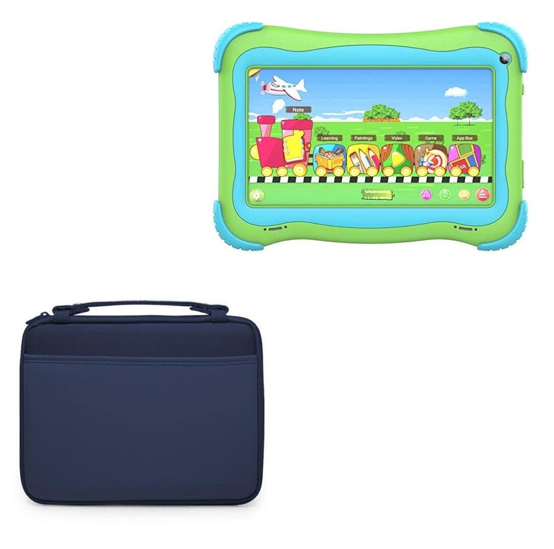 BoxWaveCase Compatible with UJoyFeel Android Kids Tablet KIDS706 (7 in) - Hard Shell Briefcase, Slim Messenger Bag Briefcase Cover Side Pockets - Navy