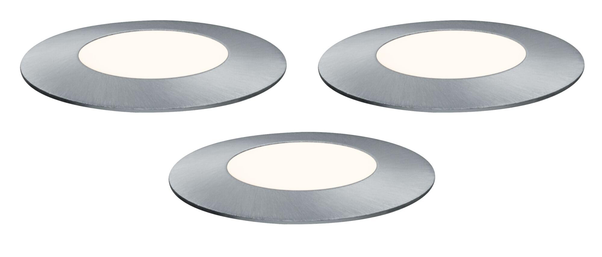 Paulmann 93949 Outdoor Plug&Shine Kit encastrés sol LED, IP67, 3000K, 3x2,5W, 24V, 55 mm, Argent inoxydable, Plastique