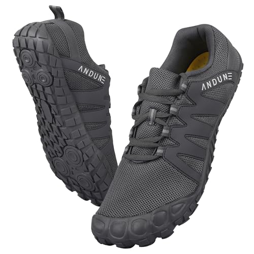 ANDUNE Men’s Barefoot & Minimalist Cross Training Shoes – All Terrain Grey Dash