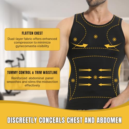 Compression Shirt Men, Gynecomastia Tank Top, Slimming Undershirts, Tummy Control Shapewear, Mens Body Shaper Vest2