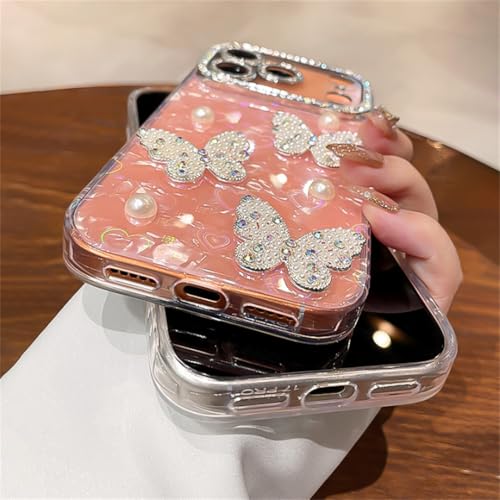 Coque iPhone 15 Pro anti-rayures protégeant l'objectif avec papillon nacré - 2
