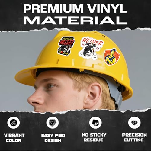 Image of 200 PCS Funny Hard Hat Stickers - Waterproof Vinyl Stickers for Adults (No Repeat) - Sarcastic & Breakroom Humor for Helmets, Toolboxes, Cars, Water Bottles, Laptops - Blue Collar Gifts for Men