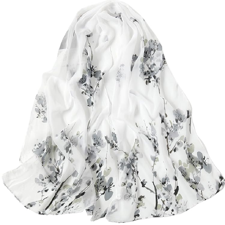 Generic Women's Floral Printed Chiffon Scarf, 160*50CM, Small Long Scarf