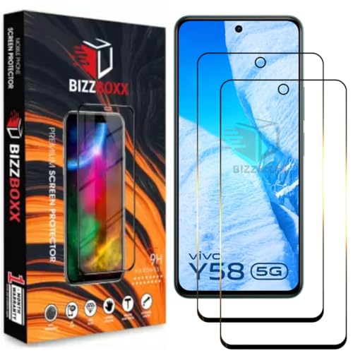 Image of Compatible With Vivo Y58 5G Tempered Glass Screen Protector With Camera Cut - High Definition, Shatterproof, Easy Install, Anti-Fingerprint (vivo Y58 5G) - Pack of 2