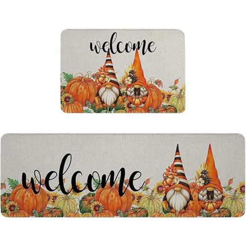 Tapis de cuisine d'automne lot de 2 tapis de citrouille lavables et antidérapants YXWYXWA