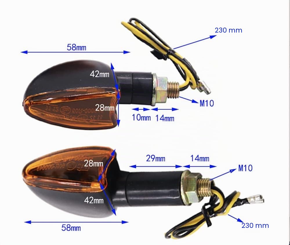 intermitentes moto, 12V, 2 mango corto y 2 mango largo, flechas universales para intermitente moto pequeña, para ATV, Scooter, Quad Cruiser, todoterreno, Color ámbar (4)