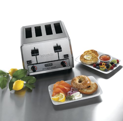 Waring Commercial Wct805 4-Slice Heavy Duty Commercial Pop-Up Bread/Bagel Toaster, 208V, 2800W, 6-20 Phase Plug #TOP2