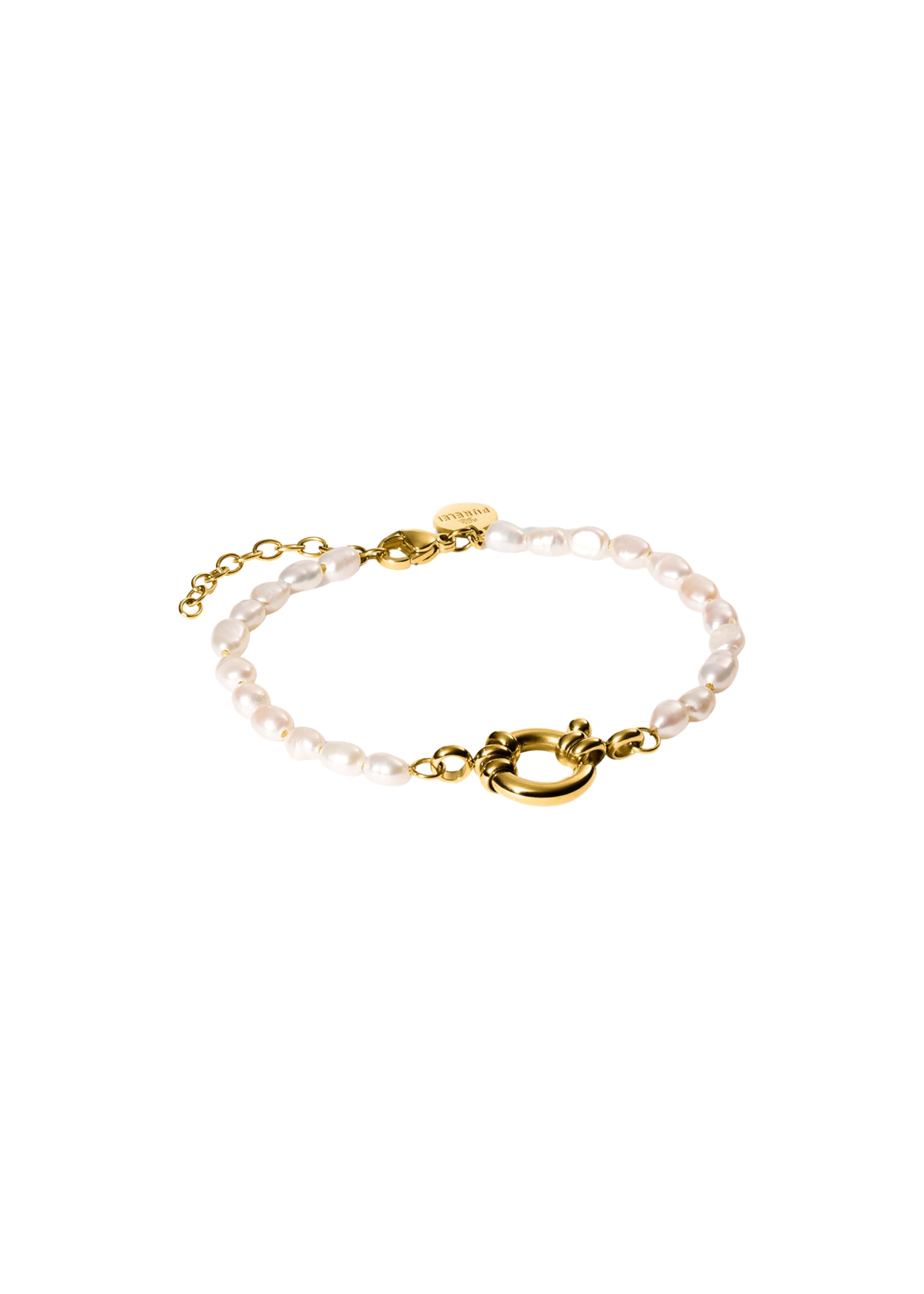Purelei Pearl Charm Armband – Armband mit Süßwasserperlen & Charm-Öse – 14K/18K vergoldeter Edelstahl – 16–19 cm – eleganter, kombinierbarer Schmuck – Verstellbar