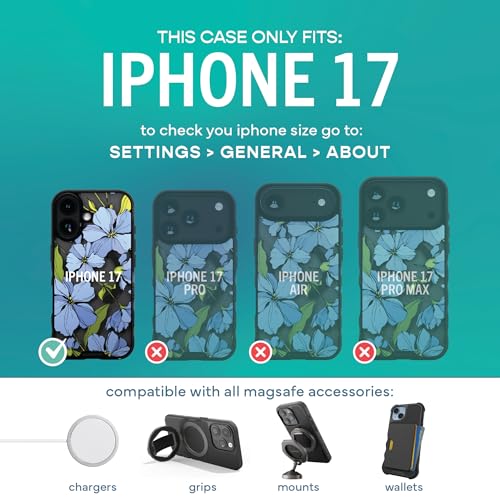Image of Smartish iPhone 17 MagSafe Clear Case - Gripmunk Magnetic Slim Case [Lightweight + Protective] Anti-Yellowing Thin Grip Clear Cover for Apple iPhone 17 - Blue Blossoms