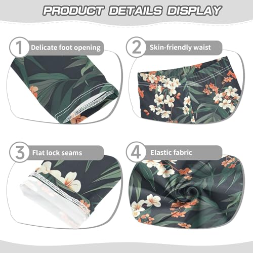 Kids High Waist White Flowers Floral Tropical Leggings for Toddler Girls 4T 202b53153