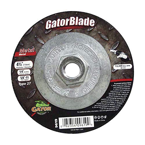 Gator 4-1/2 in. Dia. x 1/4 in. Thick x 5/8 in. Aluminum Oxide Metal Grinding Wheel 13200 RPM 1 - Case of: 55