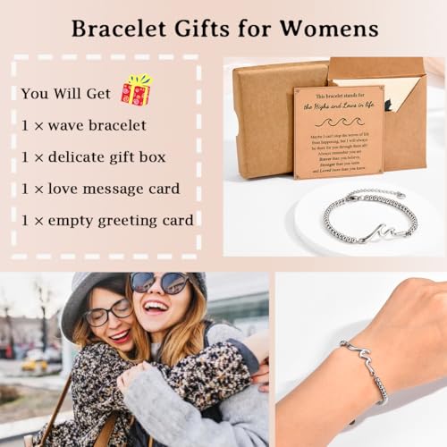Inspirational Gifts for Women, Wave of Life Inspirational Bracelet, Thinking of You Cheer Up Get Well Encouragement Gifts for Women Friends, Life is Tough But So are You4