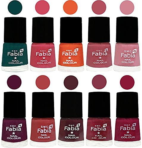 Image of ALL IN ONE (PACK OF 10), Long Lasting Glossy Nail Polish, 6 ml Each, All Vibrant Colours,02106