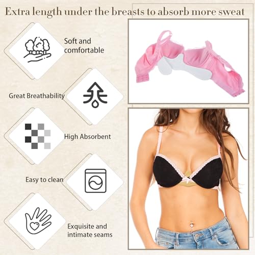 Boyiee 9 Pcs Cotton Bra Liners for Sweat Rash Liners Under Breasts Sweat Absorber Pads for Women Female4