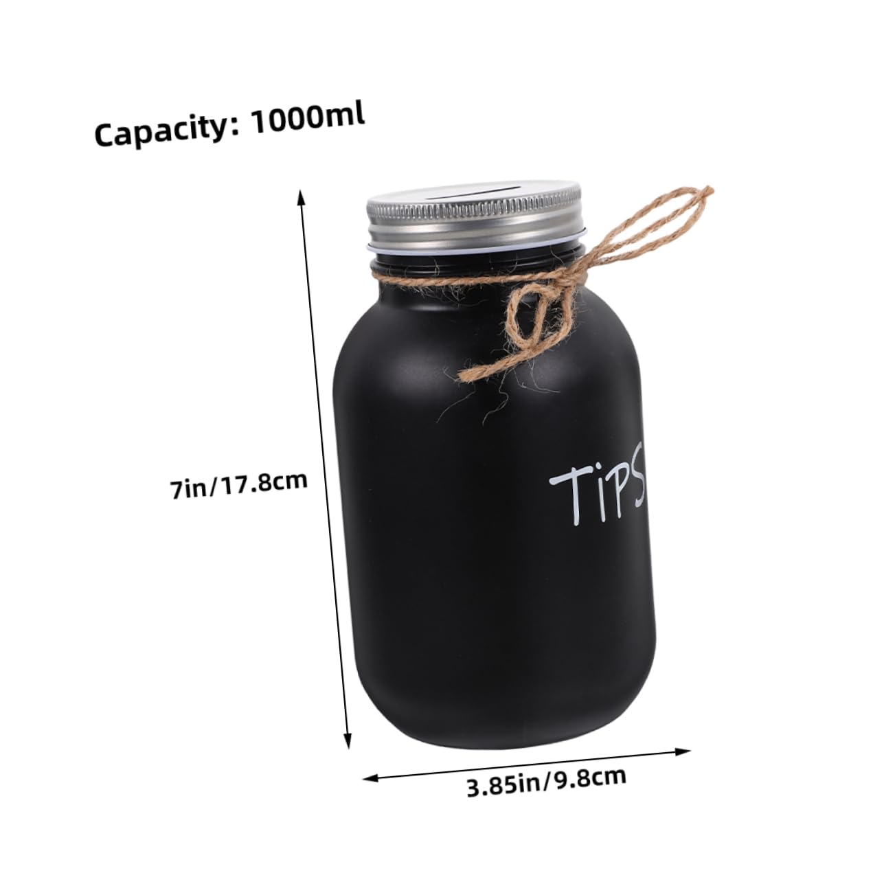 GARVALON Salvadanaio in Vetro 2 Pezzi Capacità 1000ml Vasetti per Mance Decorativi e Portamonete per Bar Ristorante Negozi Design Semplice e Creativo