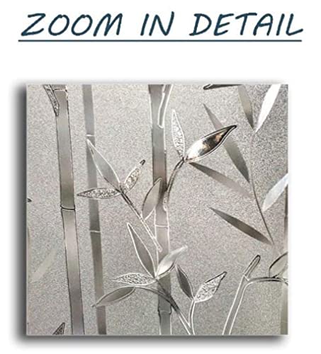 Image of WISDOM Privacy Window Film Frosted Glass Film No Glue Anti-UV Window Sticker Non Adhesive for Privacy Office Meeting Room Bathroom Living Room (Bamboo Glass Frosted, 12 x 50 inch)